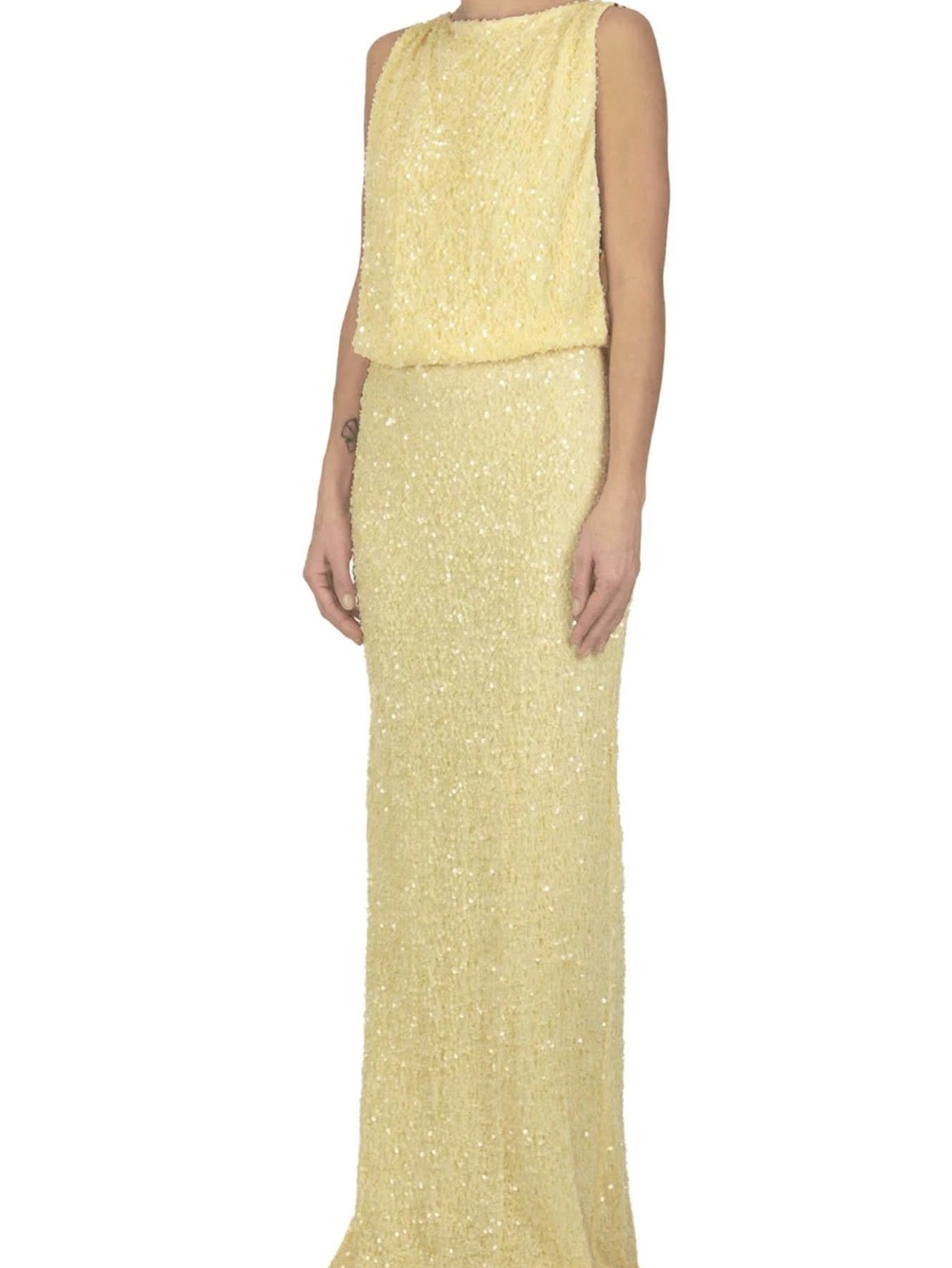 Elisabetta Franchi Sequin Maxi Skirt in Pale Yellow - Women's